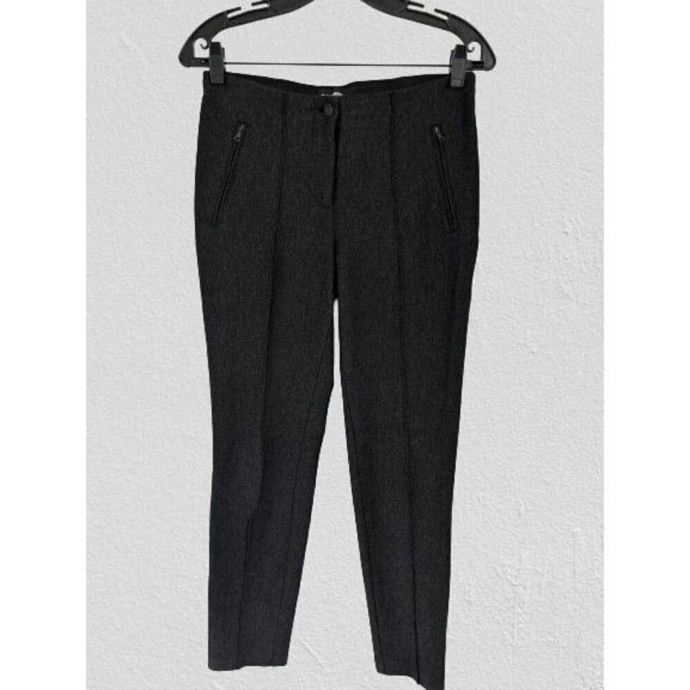 CAMBIO Pants Tapered Zipped Pockets Heather Gray Wool Blend Stretch Size 8